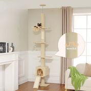 (faire photo) Arbre à Chat XXL Sol-Plafond 210-274cm - 5 Niveaux, Installation Sans Perçage, 5 Coloris Disponibles - Grands Chats