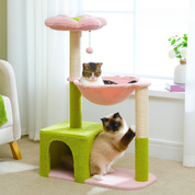 Arbre à chat fleur 89cm - forme de fleur, hamac renforcé et griffoirs sisal