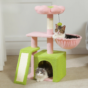 Arbre à chat fleur - condo douillet, hamac suspendu et rampe sisal