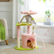 Arbre à chat fleur - design pétale, plateformes incurvées et griffoir Sisal