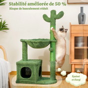Arbre à chat cactus vert - design original, condo circulaire et hamac métallique