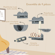 Arbre à chat mural 5 niveaux – espace de jeu vertical sans emprise au sol
