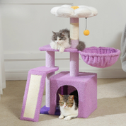 Arbre à chat fleur - condo douillet, hamac suspendu et rampe sisal