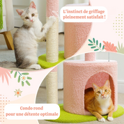 Arbre à chat fleur - design pétale, plateformes incurvées et griffoir Sisal