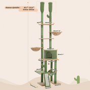 Arbre à chat plafond XXL géant cactus - 7 niveaux, double poteau, sans perçage
