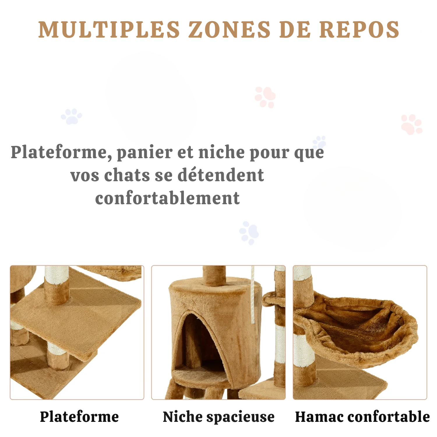 Arbre à chat petit - capacité 25kg, échelle inclinée, niche Douillette et griffoirs sisal