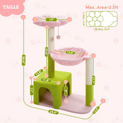 Arbre à chat fleur 89cm - forme de fleur, hamac renforcé et griffoirs sisal