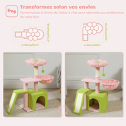 Arbre à chat fleur - condo douillet, hamac suspendu et rampe sisal