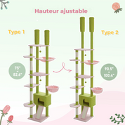 Arbre à chat plafond XXL géant cactus extensible - sans perçage, griffoirs sisal et multi-niveaux