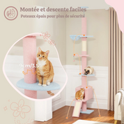 (faire photo) Arbre à Chat XXL Sol-Plafond 210-274cm - 5 Niveaux, Installation Sans Perçage, 5 Coloris Disponibles - Grands Chats