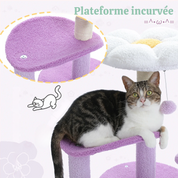 Arbre à chat fleur - design pétale, plateformes incurvées et griffoir Sisal