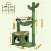 Arbre à chat cactus vert - design original, condo circulaire et hamac métallique