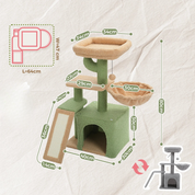 Arbre à chat fleur - condo douillet, hamac suspendu et rampe sisal