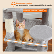Arbre à chat XXL – hamac, niches et perchoirs pour petits espaces