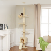 Arbre à chat plafond XXL géant - 5 niveaux, sans perçage, grands chats