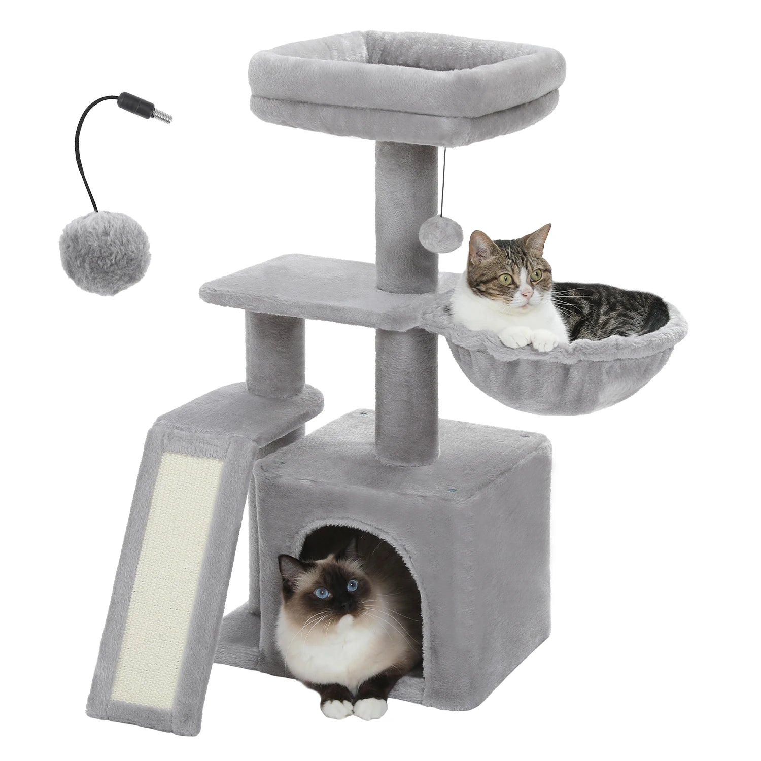 Arbre à chat fleur - condo douillet, hamac suspendu et rampe sisal