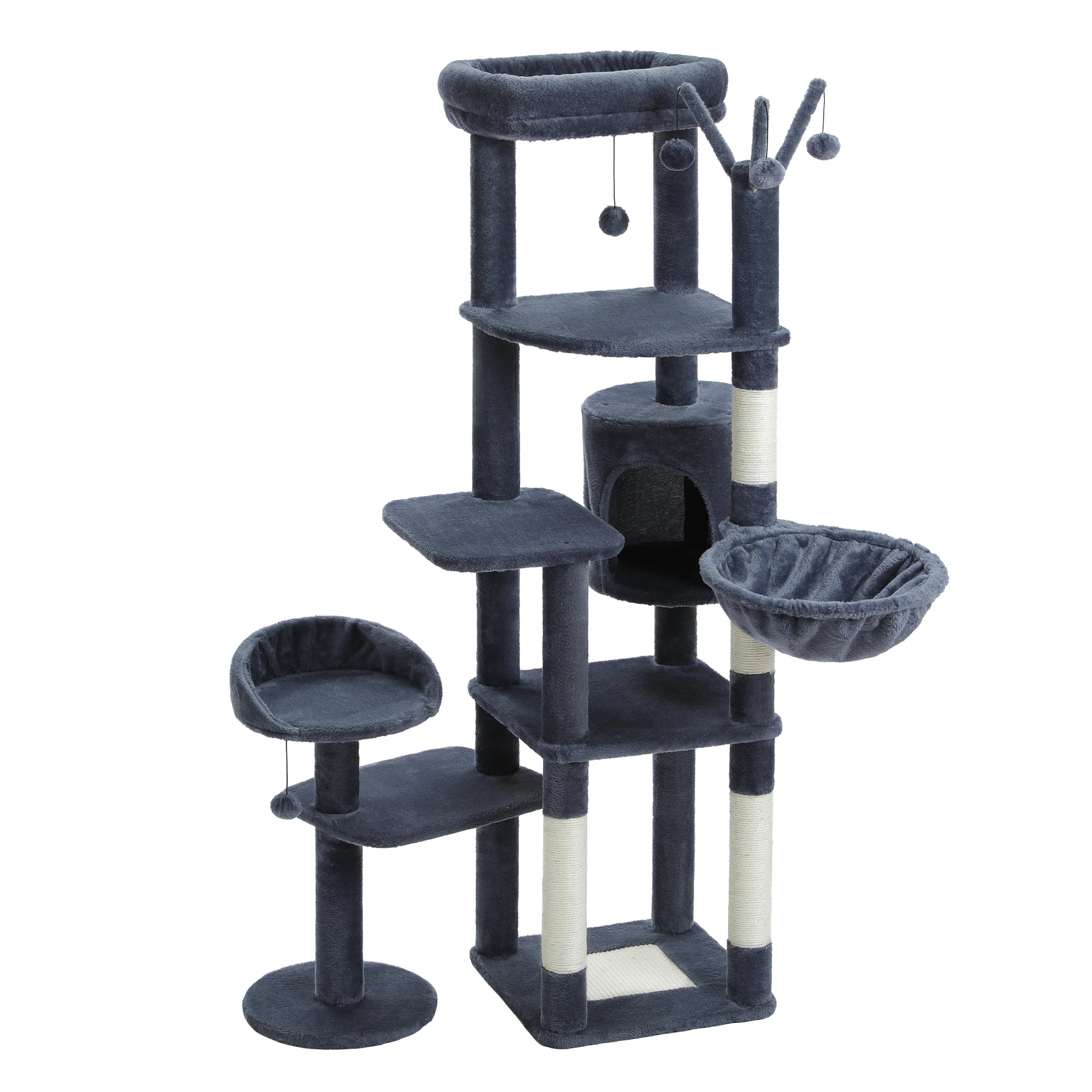 Arbre à chat XXL géant - 7 niveaux - grand hamac, condo spacieux et 5 griffoirs sisal