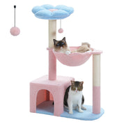 Arbre à chat fleur 89cm - forme de fleur, hamac renforcé et griffoirs sisal