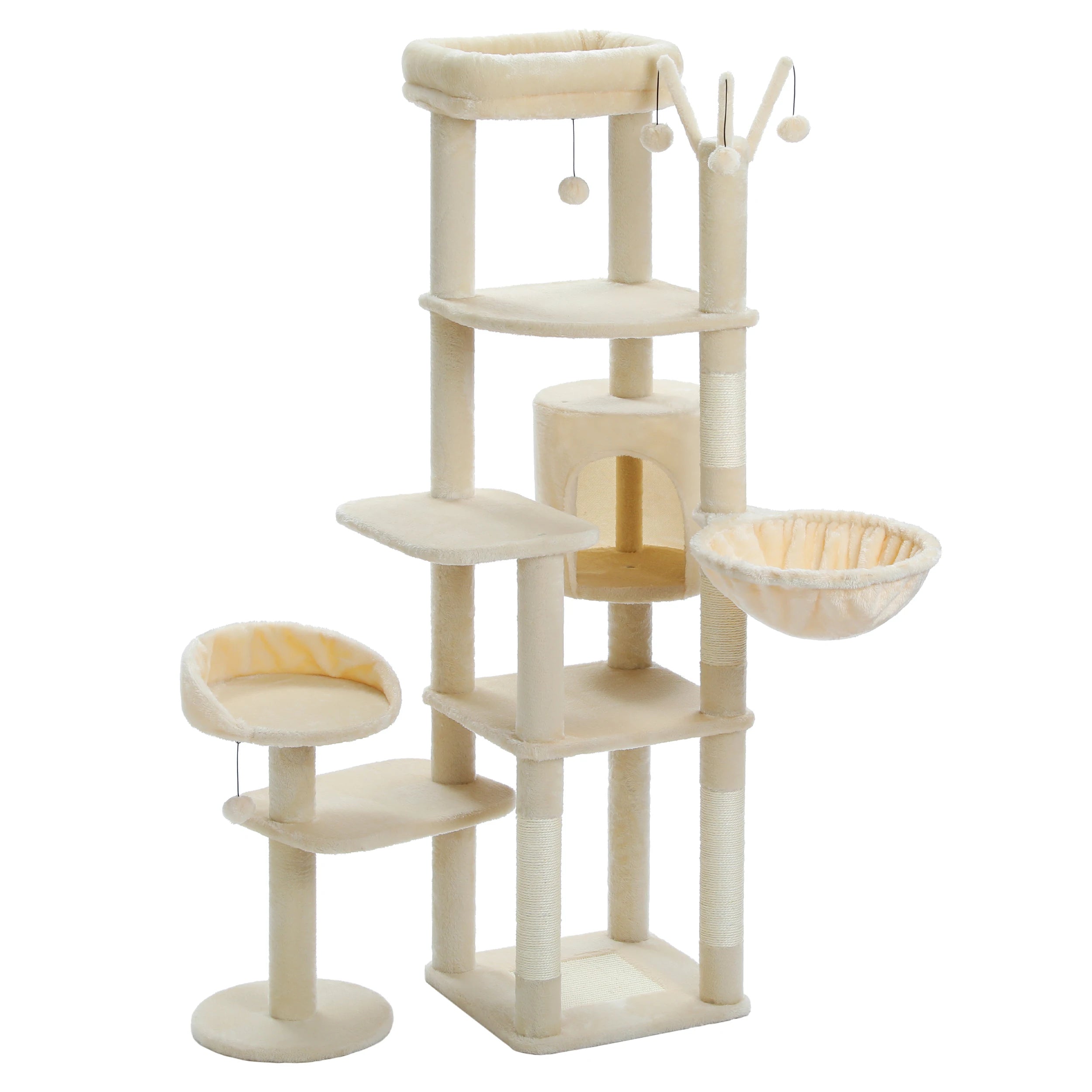 Arbre à chat XXL géant - 7 niveaux - grand hamac, condo spacieux et 5 griffoirs sisal