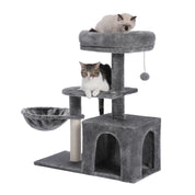 Arbre à chat petit compact - structure bois massif, condo et perchoir sécurisé