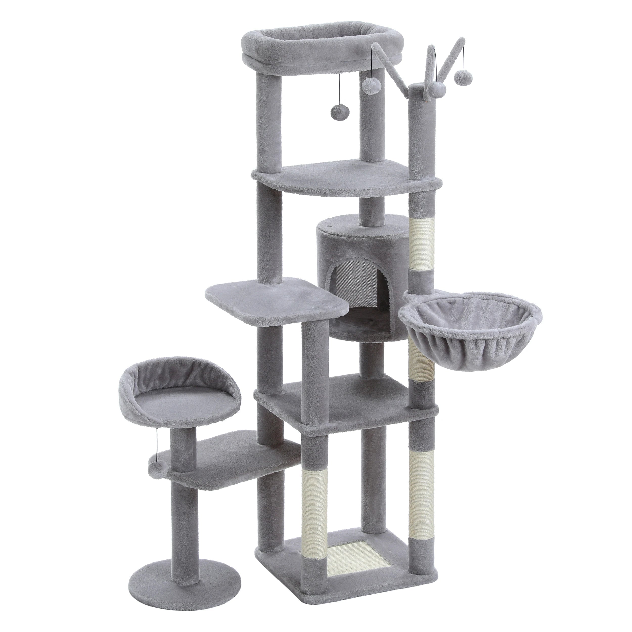 Arbre à chat XXL géant - 7 niveaux - grand hamac, condo spacieux et 5 griffoirs sisal