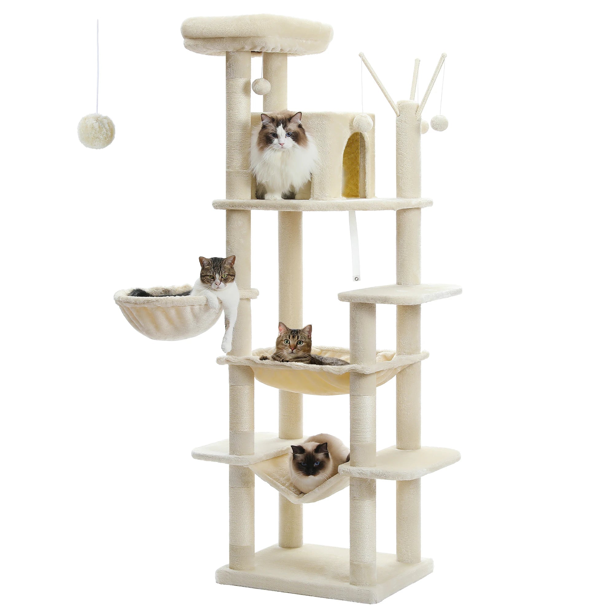 Arbre à chat XXL géant - 7 niveaux - grand hamac, condo spacieux et 5 griffoirs sisal