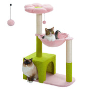 Arbre à chat fleur 89cm - forme de fleur, hamac renforcé et griffoirs sisal