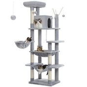 Arbre à chat XXL géant - 7 niveaux - grand hamac, condo spacieux et 5 griffoirs sisal