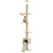 Arbre à chat plafond XXL géant - 5 niveaux, sans perçage, grands chats