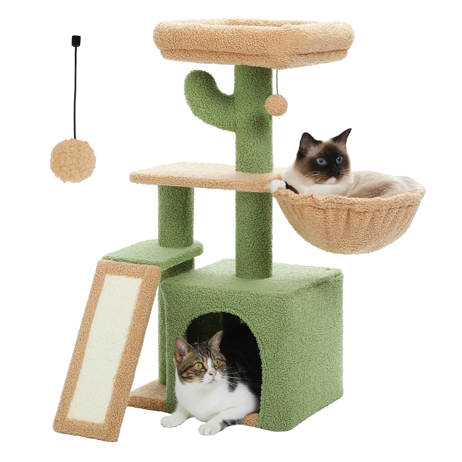 Arbre à chat fleur - condo douillet, hamac suspendu et rampe sisal