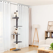 Arbre à chat plafond XXL géant - sans perçage, hamac spacieux et griffoirs sisal naturel