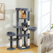 Arbre à chat XXL géant - 7 niveaux - grand hamac, condo spacieux et 5 griffoirs sisal