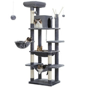 Arbre à chat XXL géant - 7 niveaux - grand hamac, condo spacieux et 5 griffoirs sisal