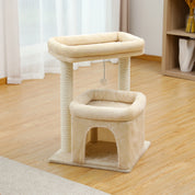 Arbre à chat petit espace : doubles perchoirs, sisal naturel, confort multi chat