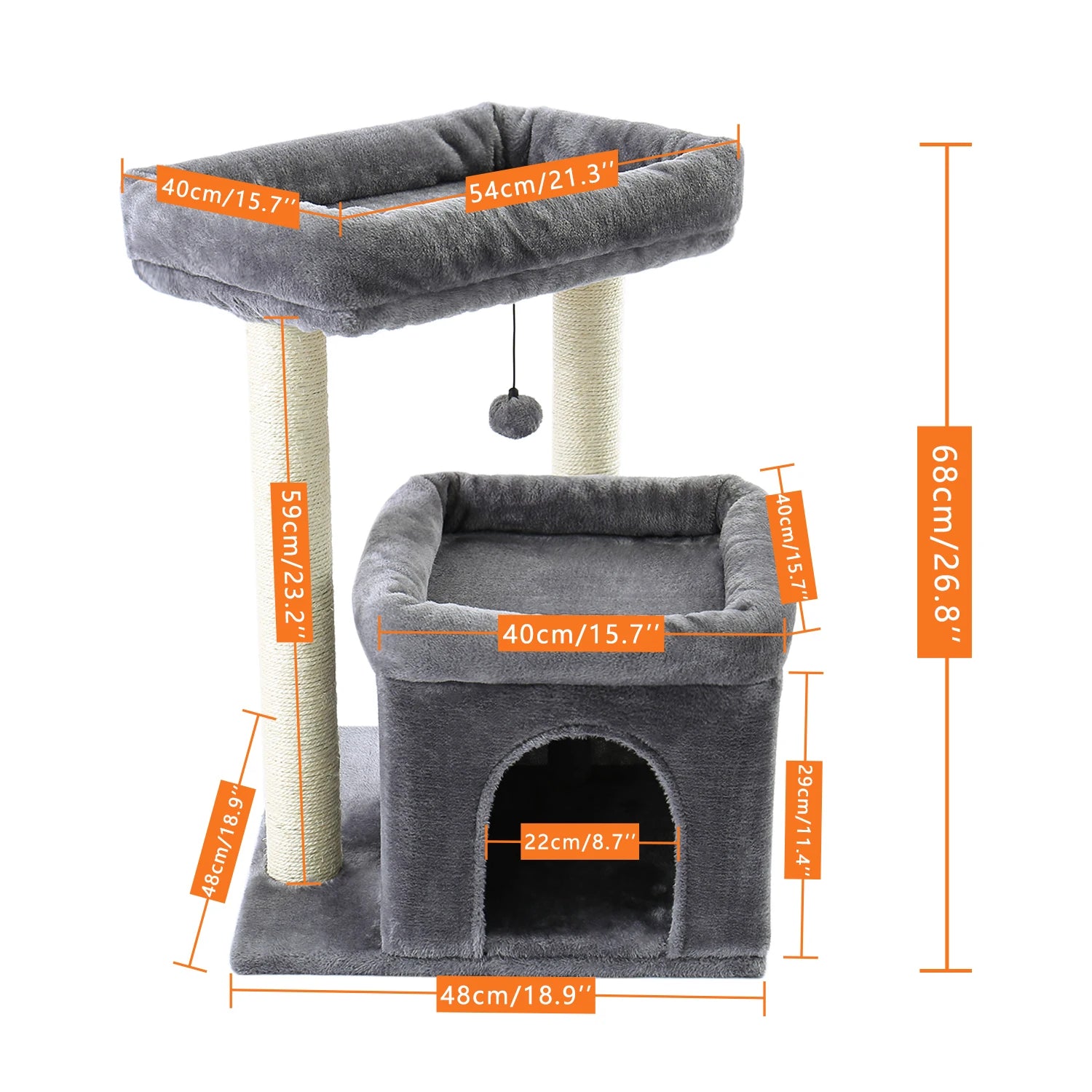 Arbre à chat petit espace : doubles perchoirs, sisal naturel, confort multi chat