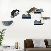 Arbre à chat mural 5 niveaux – espace de jeu vertical sans emprise au sol