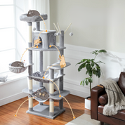 Arbre à Chat XXL - 7 Niveaux 173cm - Grand Hamac 50x40cm, Condo Spacieux et 5 Griffoirs Sisal - Capacité 9kg