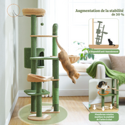 Arbre à Chat XXL - 7 Niveaux 173cm - Grand Hamac 50x40cm, Condo Spacieux et 5 Griffoirs Sisal - Capacité 9kg