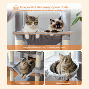 Arbre à Chat XXL - 7 Niveaux 173cm - Grand Hamac 50x40cm, Condo Spacieux et 5 Griffoirs Sisal - Capacité 9kg