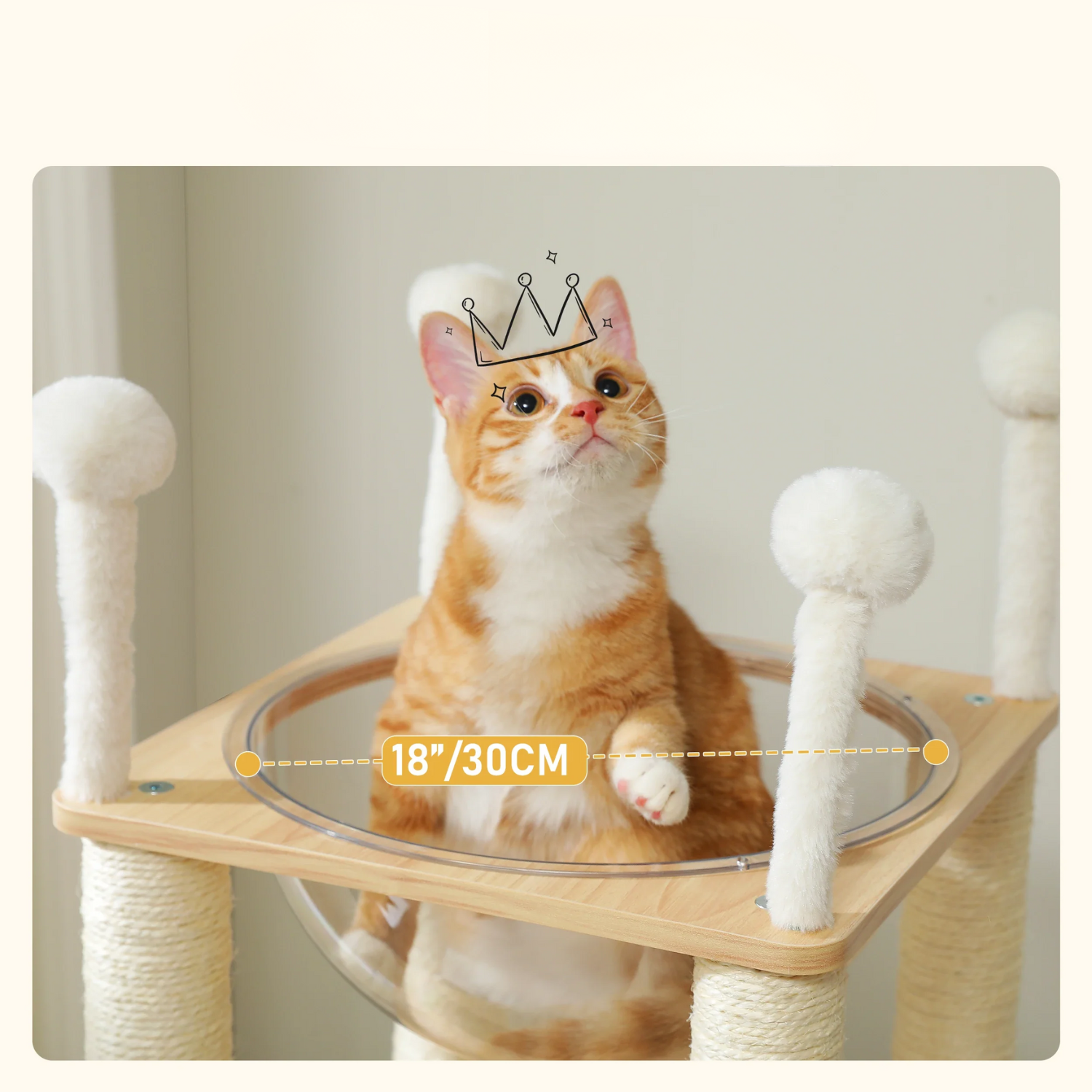 Arbre à Chat 4 Niveaux avec Perchoir Capsule - Base Épaisse 2 Pouces, Niche Double, Griffoirs Sisal - Patins Antidérapants