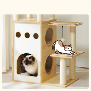 Arbre à Chat 4 Niveaux avec Perchoir Capsule - Base Épaisse 2 Pouces, Niche Double, Griffoirs Sisal - Patins Antidérapants