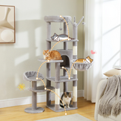 Arbre à Chat XXL - 7 Niveaux 173cm - Grand Hamac 50x40cm, Condo Spacieux et 5 Griffoirs Sisal - Capacité 9kg
