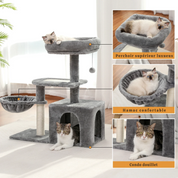 Arbre à Chat Compact 70-80cm - Structure Bois Massif, Condo et Perchoir Sécurisé - Idéal Petits Espaces