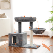 Arbre à Chat Compact 70-80cm - Structure Bois Massif, Condo et Perchoir Sécurisé - Idéal Petits Espaces